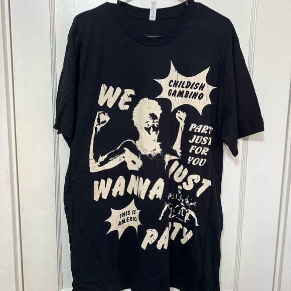 Men’s Childish Gambino Black Graphic Tour 2018 Tee with Bold Print - Picture 1 of 5